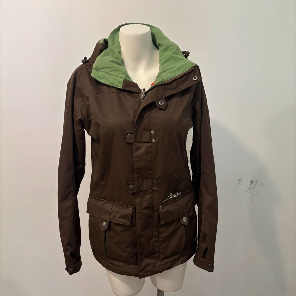 Burton size XS Y2K Chocolate Brown and Green Ski Lodge Snowboard Chopper Jacket
